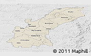 Shaded Relief Panoramic Map of Mashonaland East, lighten, desaturated