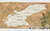 Shaded Relief Panoramic Map of Mashonaland East, satellite outside