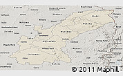 Shaded Relief Panoramic Map of Mashonaland East, semi-desaturated