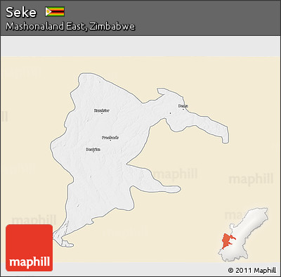 Classic Style 3D Map of Seke, single color outside