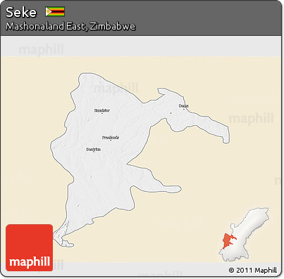 Classic Style 3D Map of Seke, single color outside