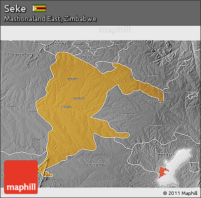 Physical 3D Map of Seke, desaturated