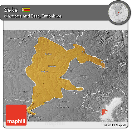 Physical 3D Map of Seke, desaturated