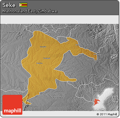 Physical 3D Map of Seke, desaturated