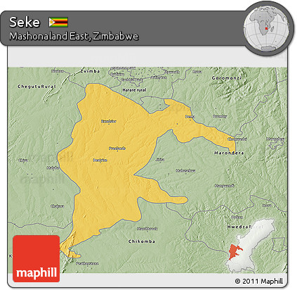 Savanna Style 3D Map of Seke
