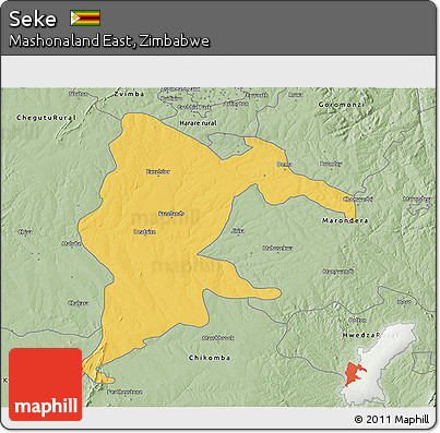 Savanna Style 3D Map of Seke