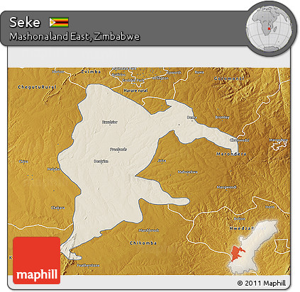 Shaded Relief 3D Map of Seke, physical outside
