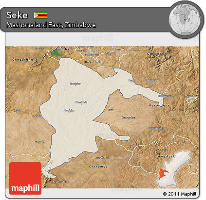Shaded Relief 3D Map of Seke, satellite outside