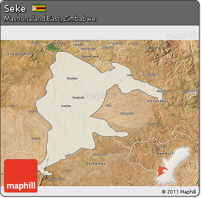 Shaded Relief 3D Map of Seke, satellite outside