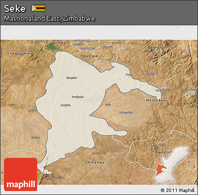 Shaded Relief 3D Map of Seke, satellite outside