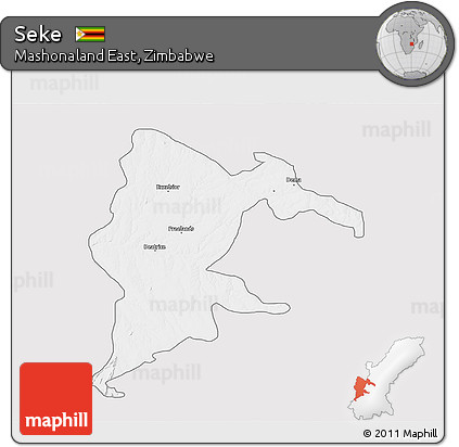 Silver Style 3D Map of Seke, single color outside