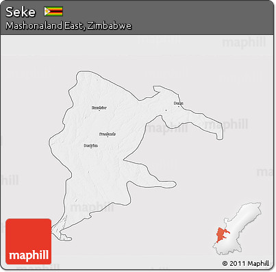 Silver Style 3D Map of Seke, single color outside