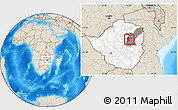 Shaded Relief Location Map of Seke, highlighted country, highlighted parent region
