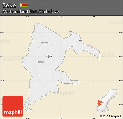 Classic Style Map of Seke, single color outside
