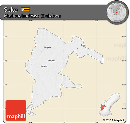 Classic Style Map of Seke, single color outside