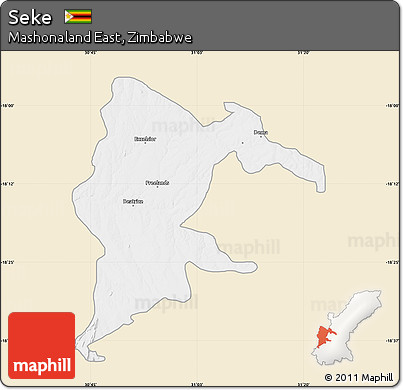 Classic Style Map of Seke, single color outside