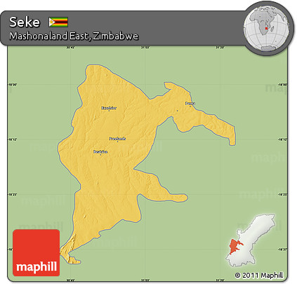 Savanna Style Map of Seke, single color outside