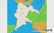 Shaded Relief Map of Seke, political outside