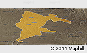 Physical Panoramic Map of Seke, darken, semi-desaturated