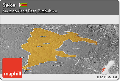 Physical Panoramic Map of Seke, desaturated