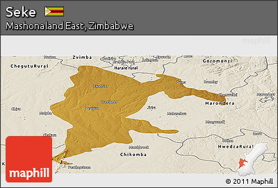 Physical Panoramic Map of Seke, shaded relief outside
