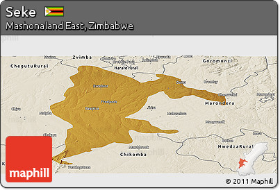 Physical Panoramic Map of Seke, shaded relief outside