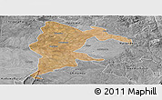 Satellite Panoramic Map of Seke, desaturated