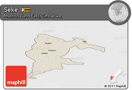 Shaded Relief Panoramic Map of Seke, cropped outside
