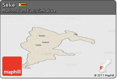 Shaded Relief Panoramic Map of Seke, cropped outside