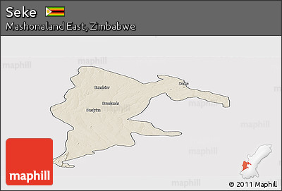 Shaded Relief Panoramic Map of Seke, cropped outside