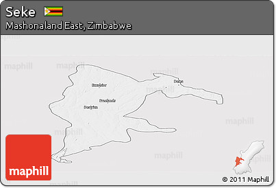 Silver Style Panoramic Map of Seke, single color outside