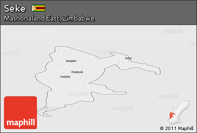 Silver Style Panoramic Map of Seke, single color outside