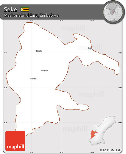 Classic Style Simple Map of Seke, cropped outside