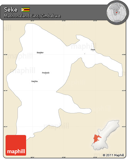 Classic Style Simple Map of Seke, single color outside