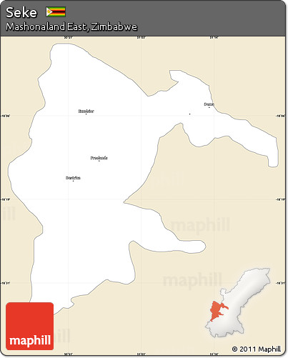 Classic Style Simple Map of Seke, single color outside