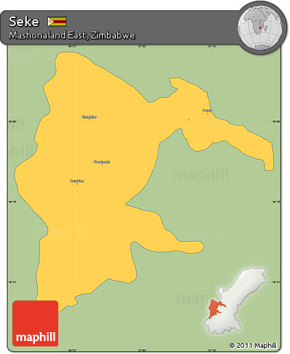 Savanna Style Simple Map of Seke, single color outside