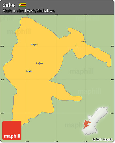 Savanna Style Simple Map of Seke, single color outside