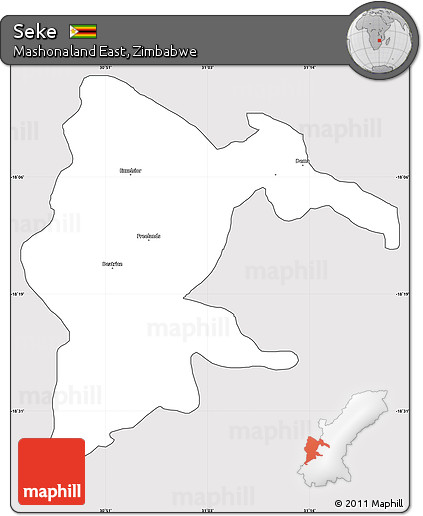 Silver Style Simple Map of Seke, cropped outside