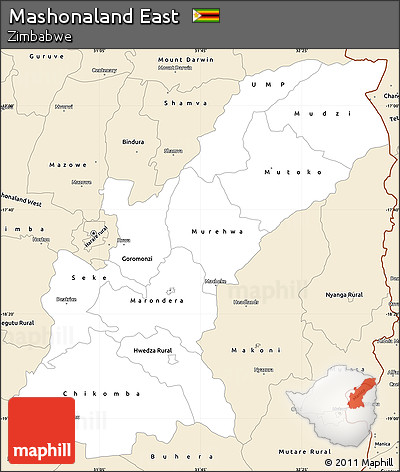 Classic Style Simple Map of Mashonaland East