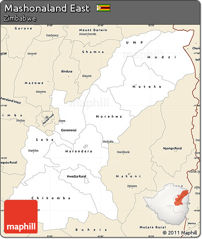 Classic Style Simple Map of Mashonaland East