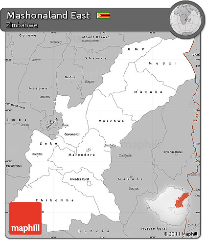Gray Simple Map of Mashonaland East