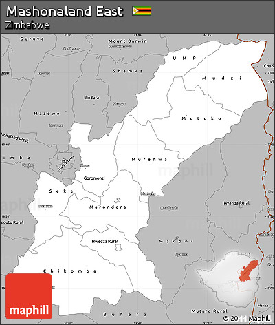Gray Simple Map of Mashonaland East