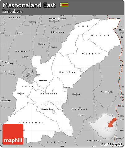 Gray Simple Map of Mashonaland East