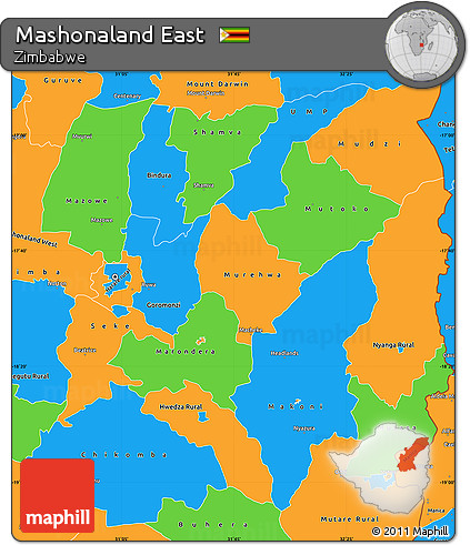 Political Simple Map of Mashonaland East