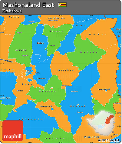Political Simple Map of Mashonaland East