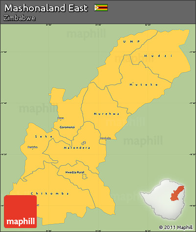 Savanna Style Simple Map of Mashonaland East, single color outside