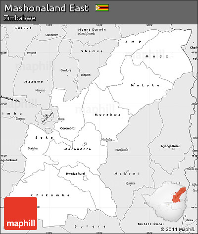 Silver Style Simple Map of Mashonaland East