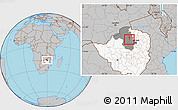 Gray Location Map of CHINHOYI, highlighted country, highlighted parent region