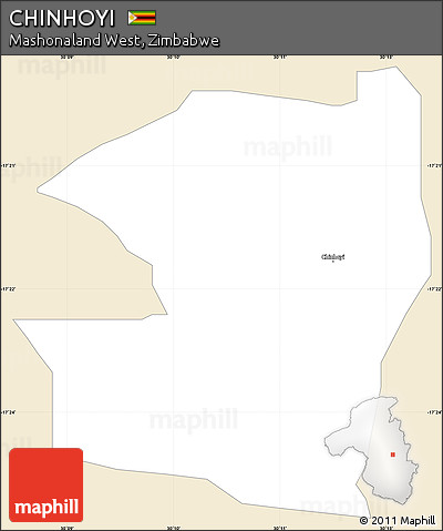 Classic Style Simple Map of CHINHOYI, single color outside