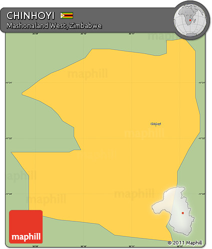 Savanna Style Simple Map of CHINHOYI, single color outside